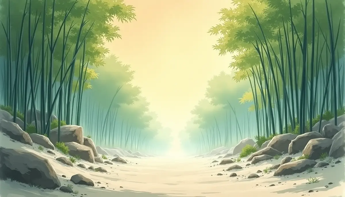 Act I — a path between tall bamboo groves