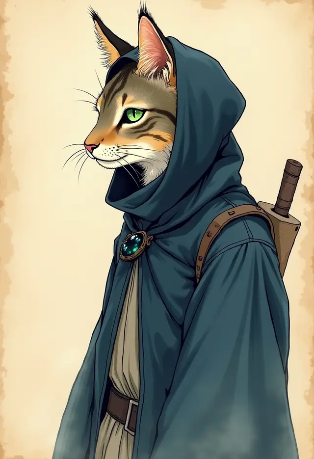 The Longstalk, a lean hooded tabby cat